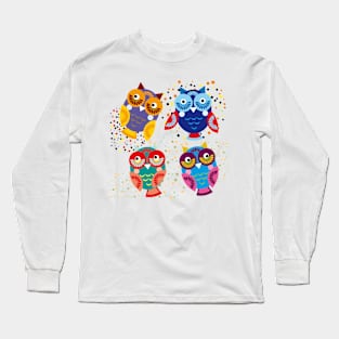 Bright colorful owls (2) Long Sleeve T-Shirt